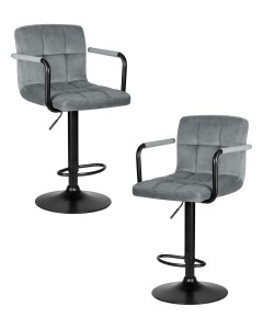 Набор 2 шт Стул барный DOBRIN KRUGER ARM BLACK, серый велюр (MJ9-75)