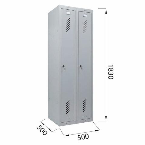 Шкаф металлический для одежды BRABIX "LK 21-50", 2 секции, 1830х500х500 мм, 29 кг, 291379