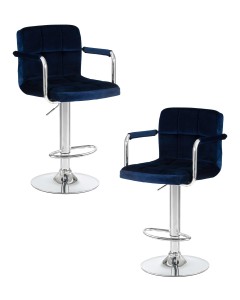 Набор 2 шт Стул барный DOBRIN KRUGER ARM, синий велюр (MJ9-117)