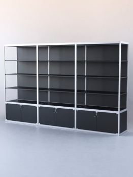 Витрина-стеллаж из ал.профиля №2 (3-ех метровая), Черный