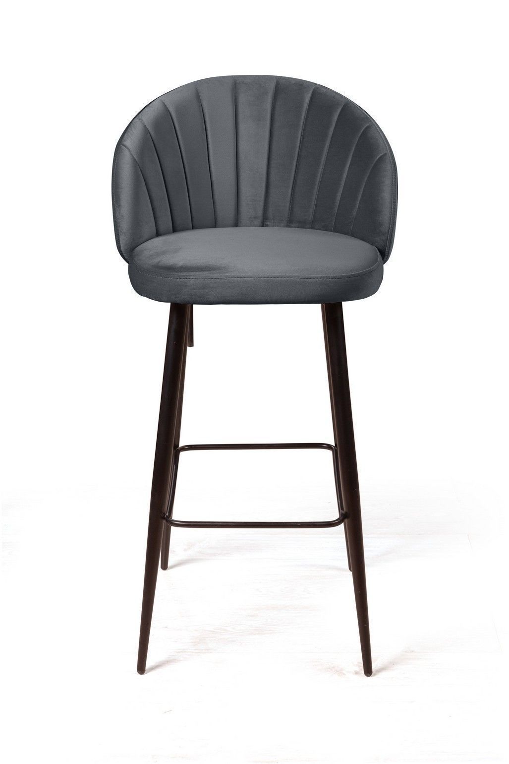 Стул барный Mont Blanc, бархат светло-серый 26 / черный конус