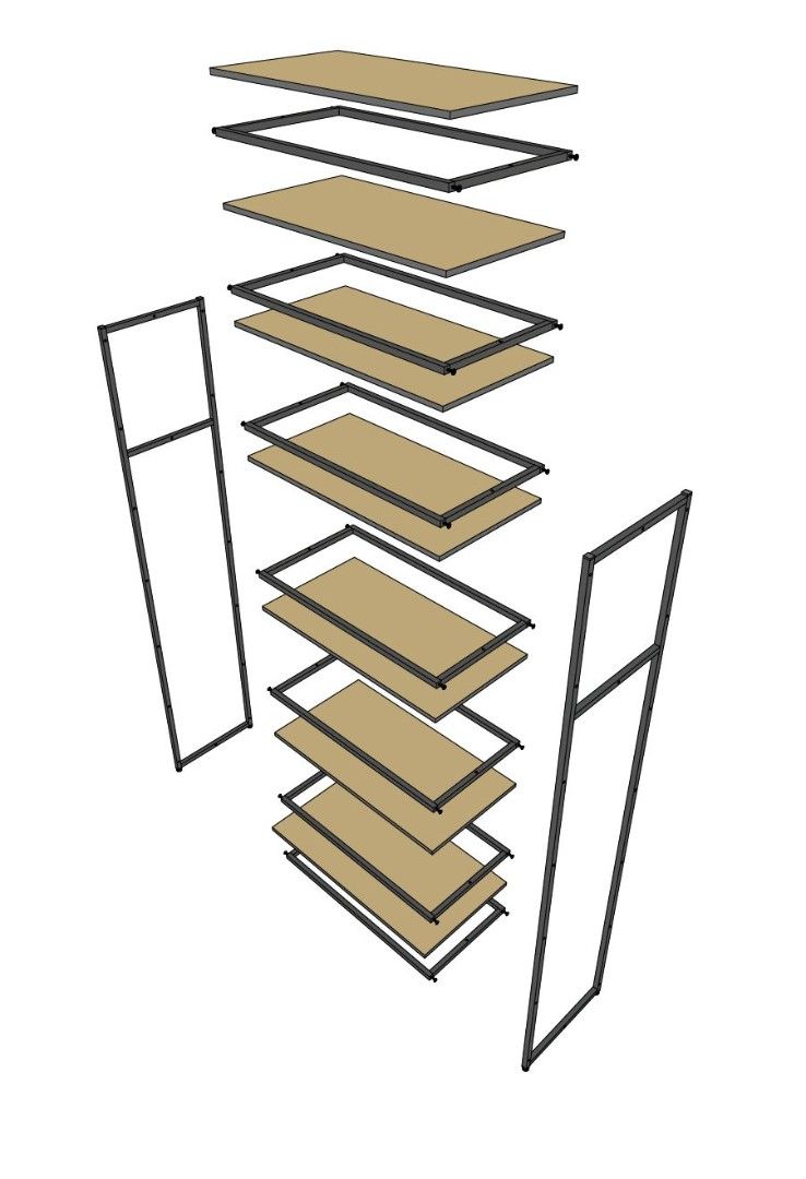 Стеллаж в стиле LOFT A2290-21-ЧБ 220х90х45