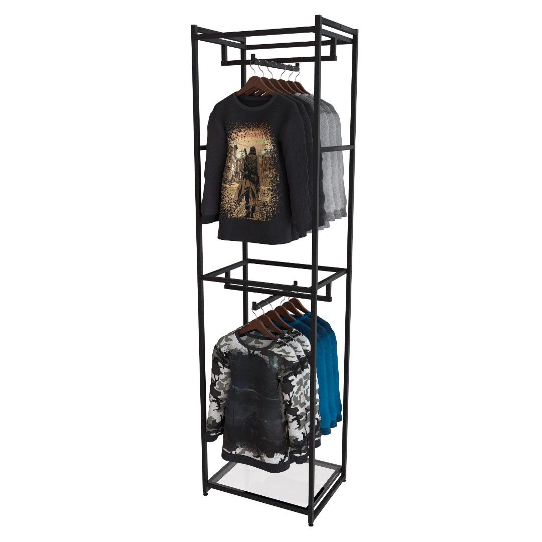 Стеллаж для одежды AС2260-03-Ч со стеклом 220х60х45