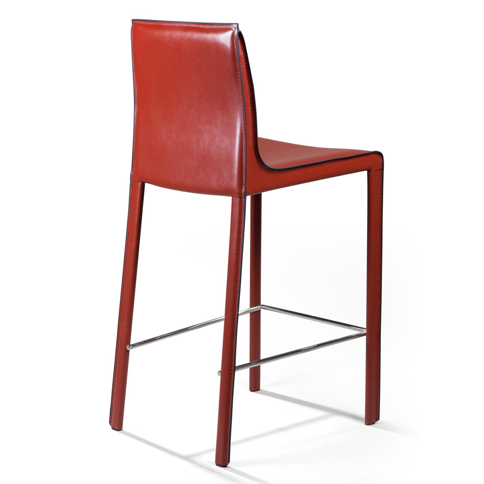Стул полубарный Барри, кожа ретро-красный