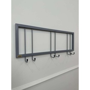 Вешалка настенная металлическая с крючками -73 (серый)