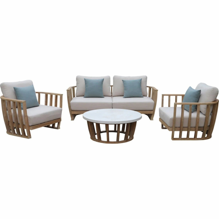 Столик каменный кофейный Woodland натуральный, белый