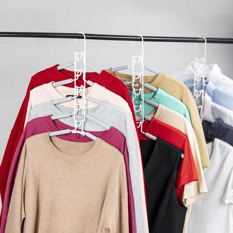 Вешалка-плечики трансформер, 5 плечиков, металл с покрытием, серые, BRABIX, 607475