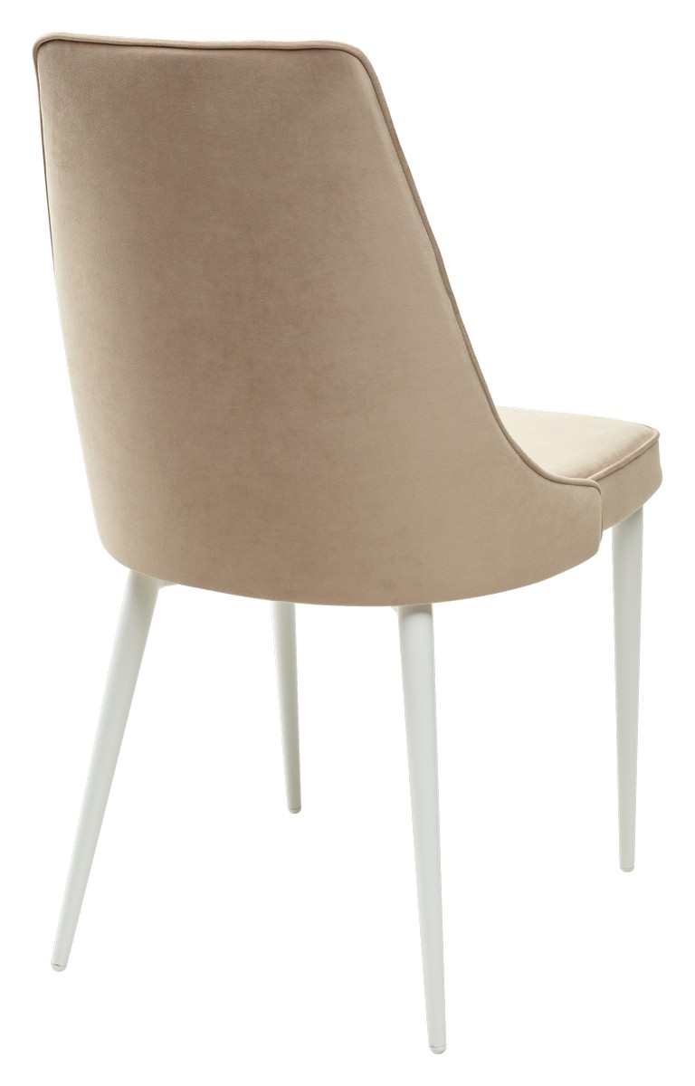 Стул НЕПАЛ (NEPAL-P) БЕЖЕВЫЙ #5, велюр/ белый каркас