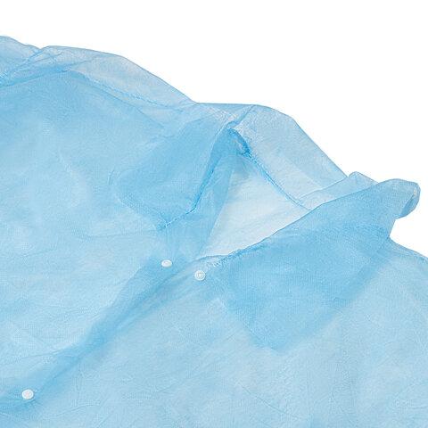 Халат одноразовый голубой на кнопках КОМПЛЕКТ 10 шт, XXL, 110 см, резинка, 20 г/м2 СН
