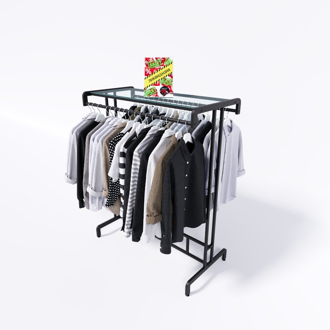 Вешало для одежды FORTE-PRO двухстороннее1400х600, черного цвета