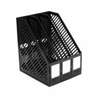 Лоток вертикальный для бумаг BRAUBERG "Office-Expert", 255 мм, 3 отделения, сборный, черный, 238017