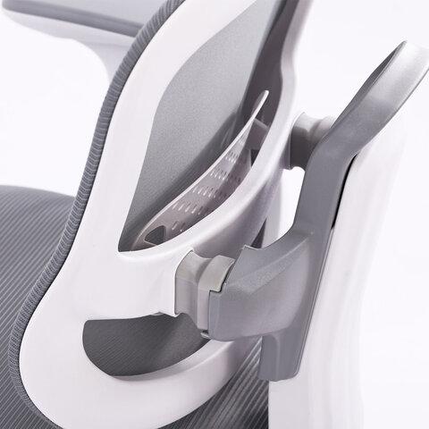 Кресло детское с подставкой для ног BRABIX KIDS "MG-215", сетка/ткань TW, серое, 533313