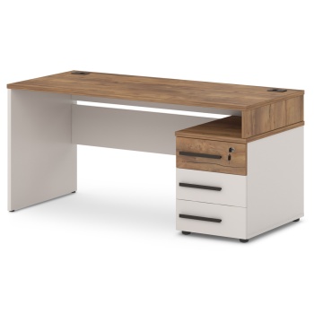 Стол с опорной тумбой T-23л/пр Лавана - Lavana цвет Таксония медовая и Бежевый песок