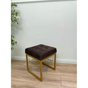 Банкетка Марсей 40-44 с полкой (темно-коричневый/золото)