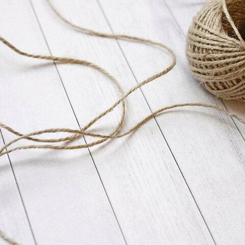 Шпагат джутовый полированный длина 165 м, диаметр 1,5 мм, 2-х ниточный, BRAUBERG, 607943