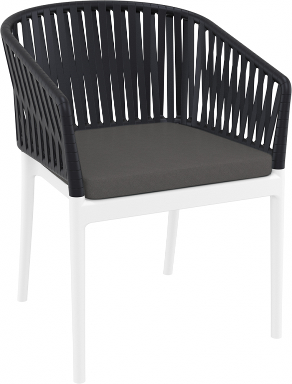 Кресло пластиковое с подушками Portofino белый, черный, темно-серый