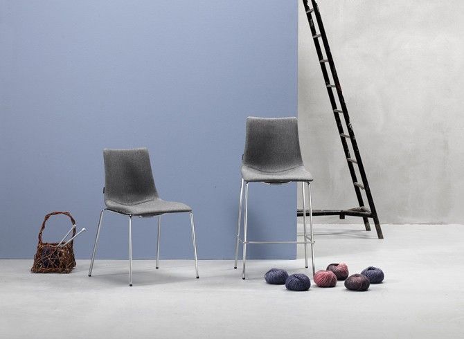 Стул барный с обивкой Zebra Pop хром