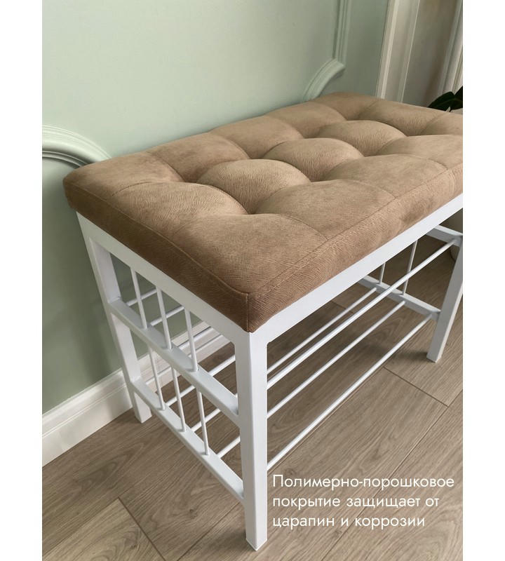 Банкетка Сканди-60-2-х полочная (светло-коричневый/белый)