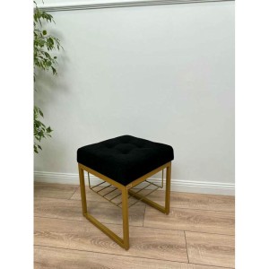 Банкетка Марсей 40-44 с полкой (черный/золото)
