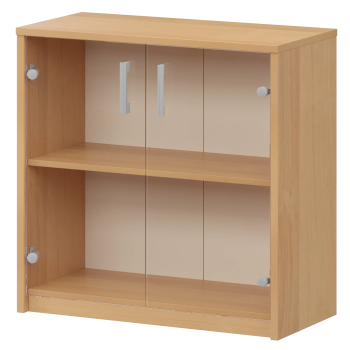 Стеллаж низкий с прозрачным стеклом Арго А-302/А-стл302пр Ольха