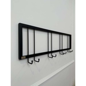 Вешалка настенная металлическая с крючками -93 (черный)