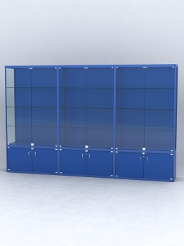 Витрина "АЛПРО" №2-3м-400-1 (задняя стенка - ДВП), Синий