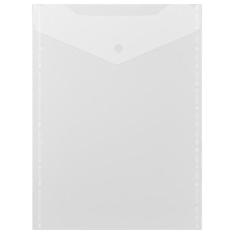 Папка-конверт с кнопкой А4, BRAUBERG "UNIVERSAL", до 100 листов, вертикальная, прозрачная, 0,15 мм, 273075