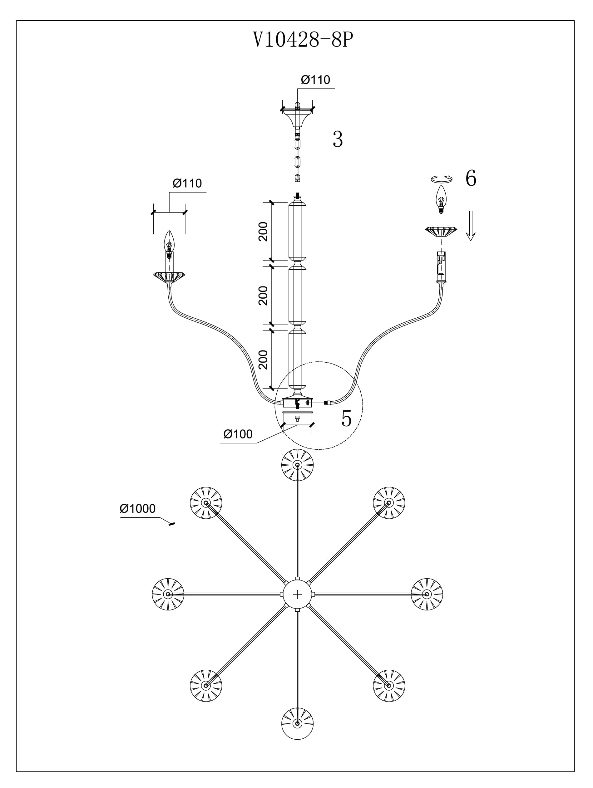 Люстра подвесная Moderli V10428-8P Catania