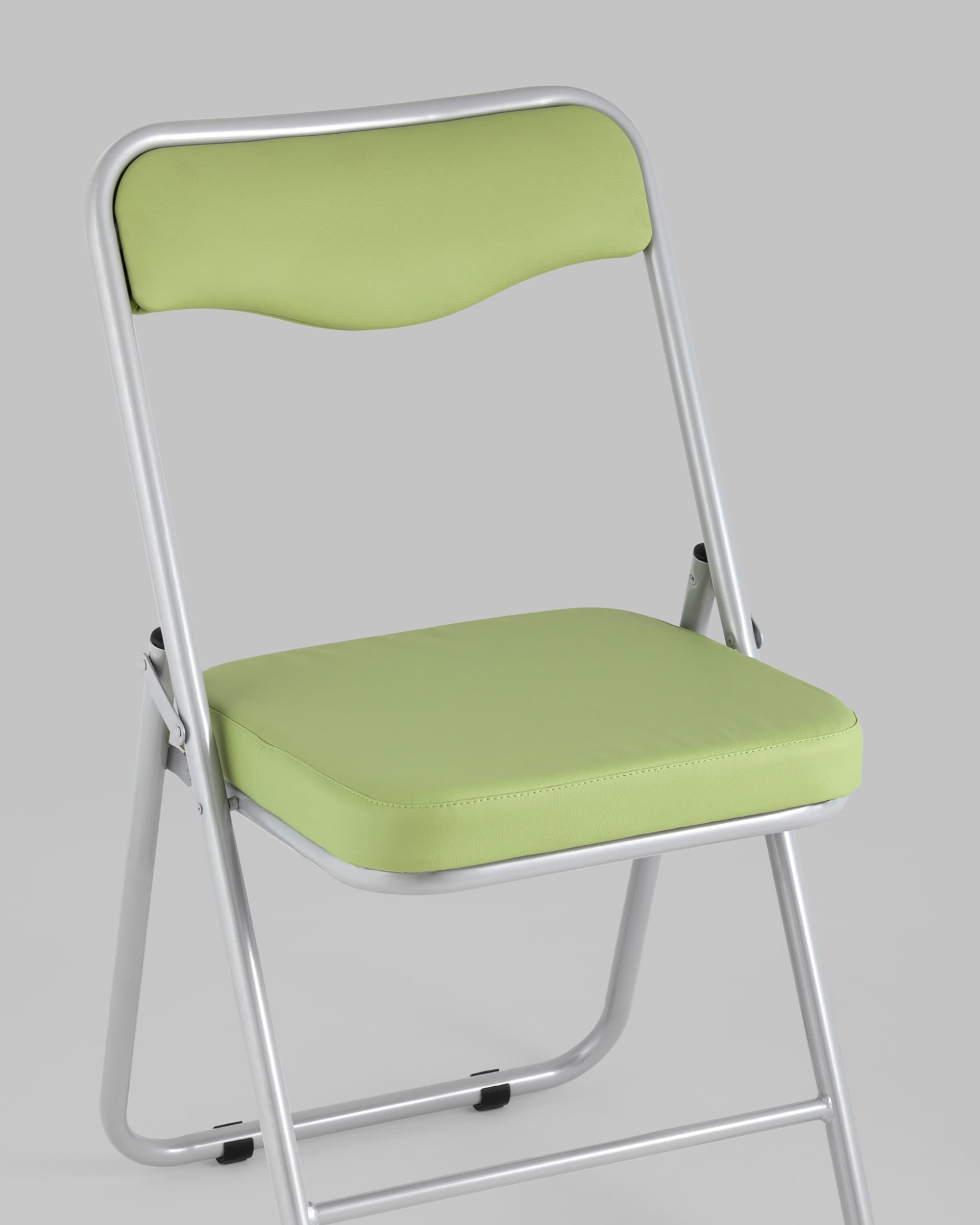 Складной стул Джонни экокожа салатовый каркас металлик