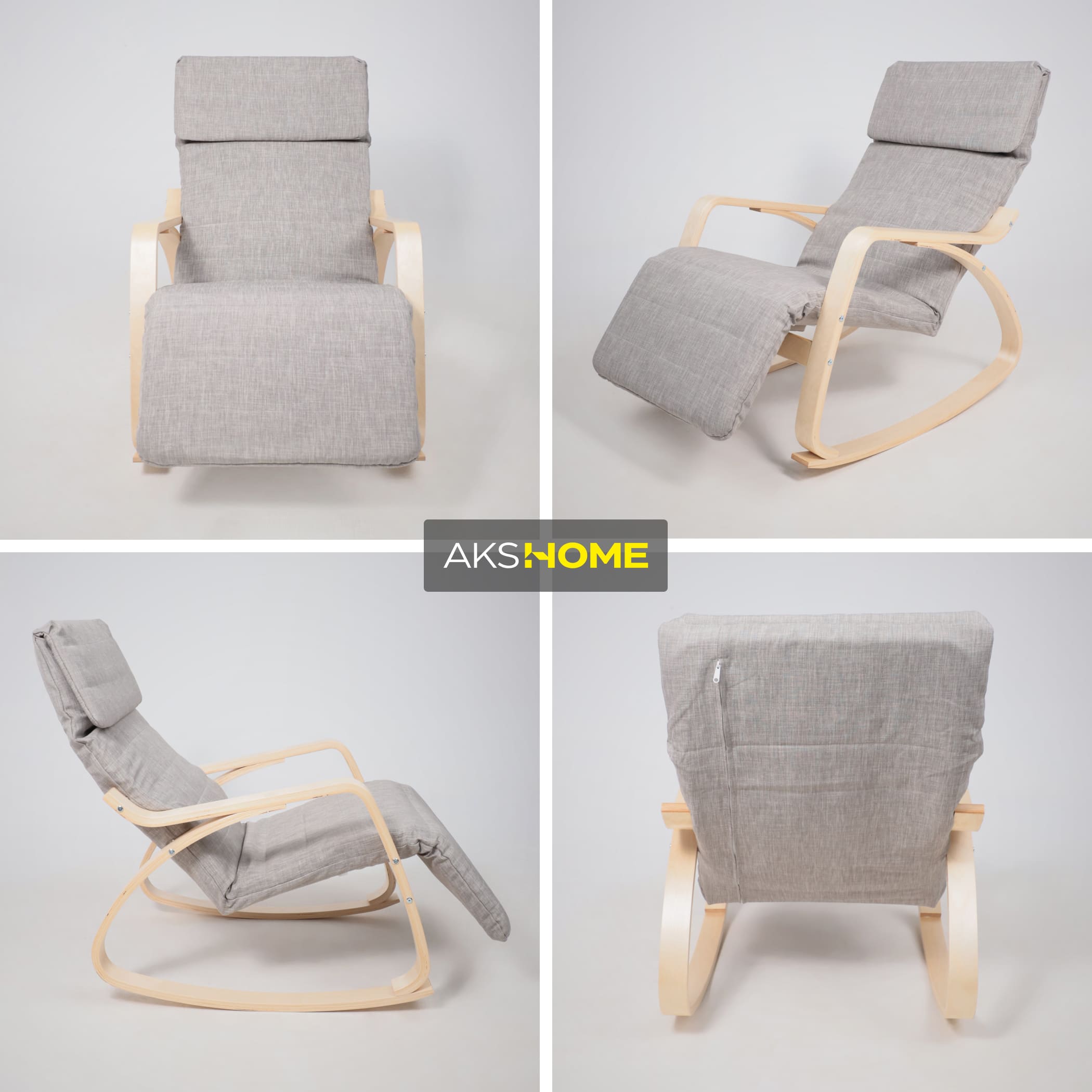 Кресло-качалка Smart, серый, ткань