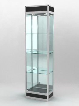 Витрина "ПРОФИЛЬ ПОДИУМ" №3-300-3 (задняя стенка - зеркало), Черный