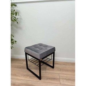 Банкетка Марсей 40-44 с полкой (серый/черный)