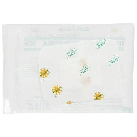 Пластырь-повязка 6х8 см, LEIKO КОМПЛЕКТ 50 шт., нетканая основа c подушечкой, 113861