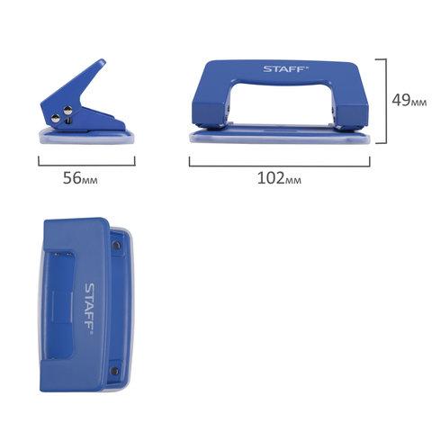 Дырокол металлический STAFF, до 10 листов, без линейки, синий, 224648