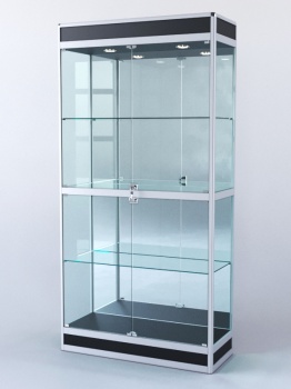 Витрина "ПРЯМОУГОЛЬНАЯ" №3-400-3 (задняя стенка - зеркало), Черный