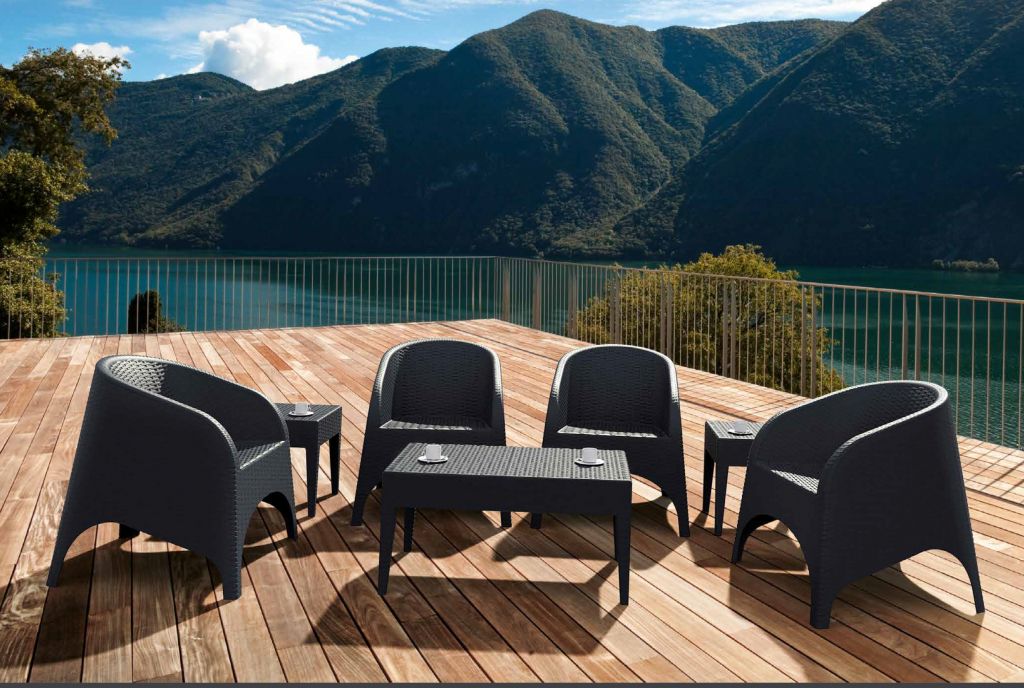 Кресло пластиковое плетеное Aruba темно-серый