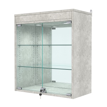 Витрина настенная с регулировочными полками №1-4АГ-РЕГ с зеркалом и подсветкой, Метрополитан Грей