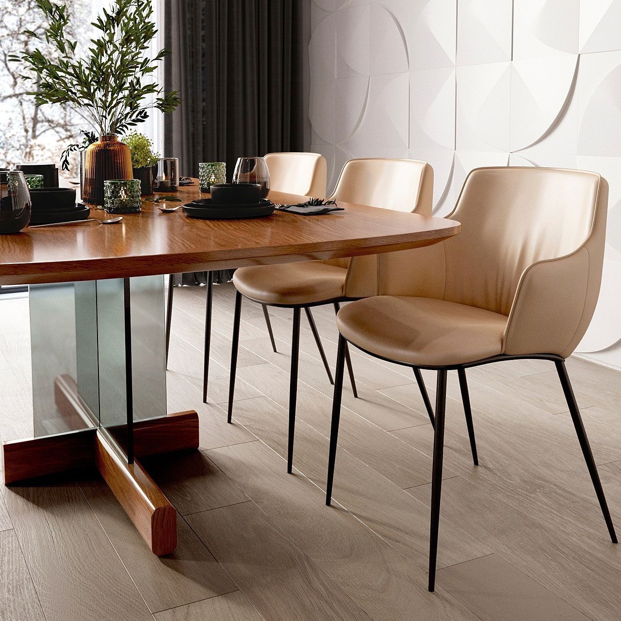 Стул с подлокотниками София, иск.кожа soft-touch, серый