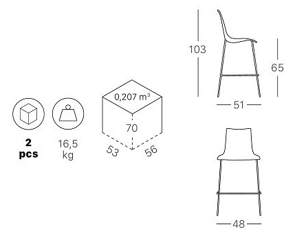 Стул полубарный пластиковый Wave лен