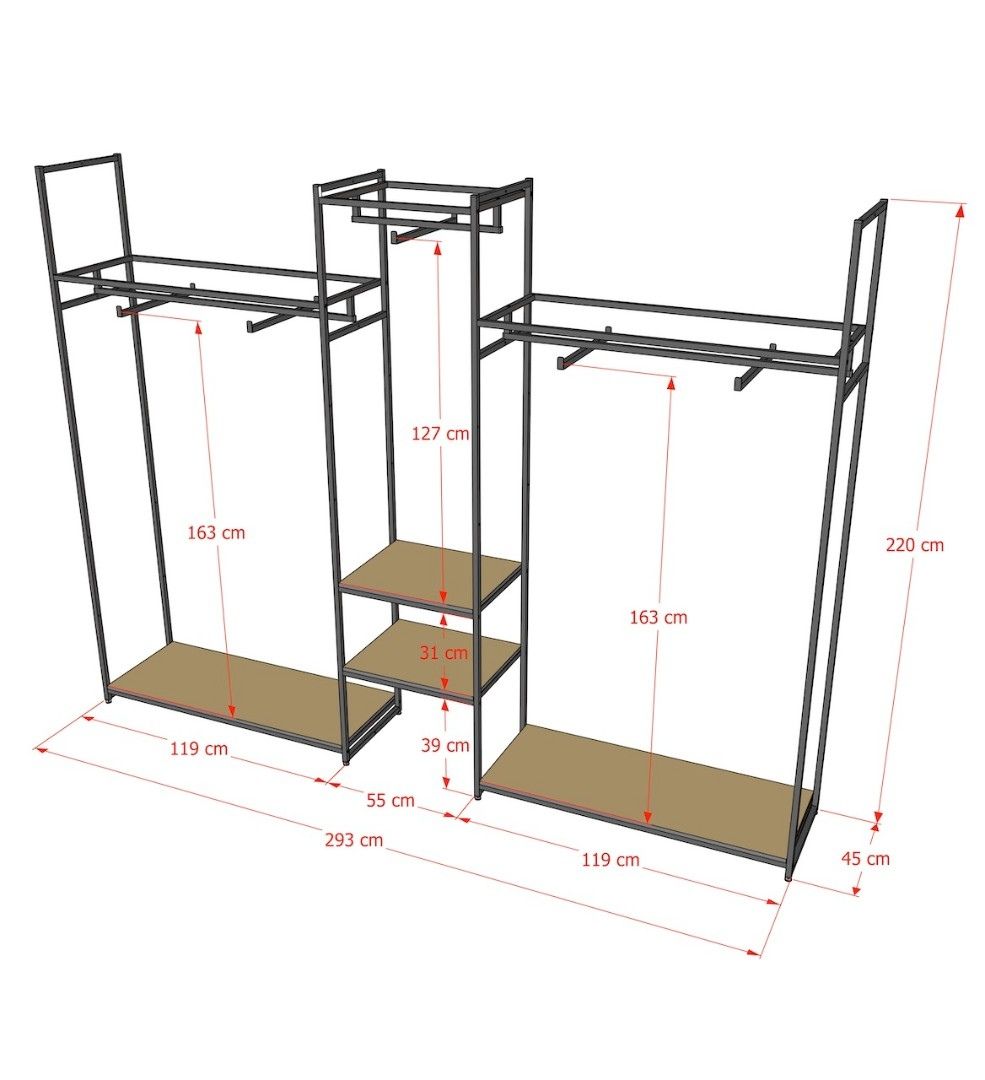 Стеллаж Лофт для одежды К-2206