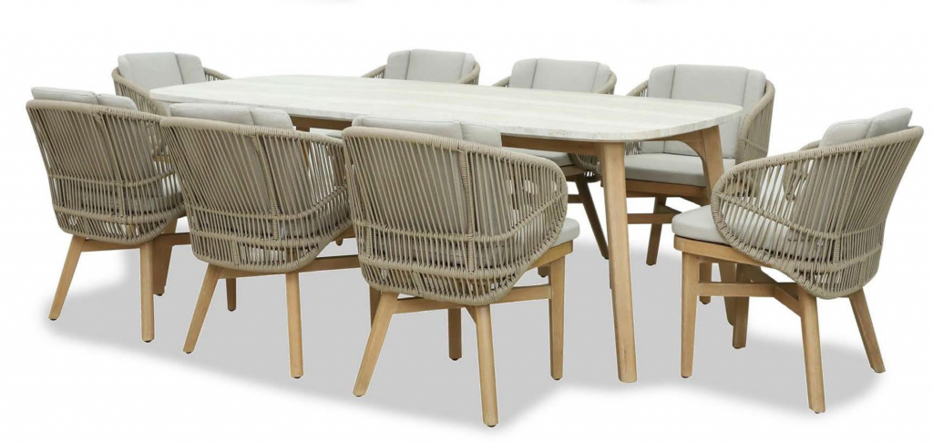 Кресло обеденное деревянное с подушками Mali натуральный