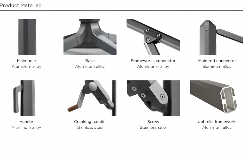 Зонт профессиональный 3х3 м Levia антрацит, тортора
