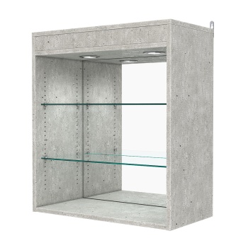 Витрина настенная с регулировочными полками №1-4ГГ-РЕГ с зеркалом и с подсветкой, Метрополитан Грей