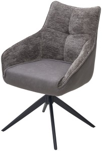 Стул ФАБИАН (FABIAN) 360град. поворот. Серый 464, экокожа/ Серый 132, ткань / черный каркас, ®DISAUR