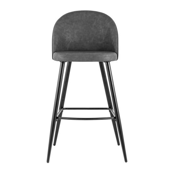 Стул барный Лион, темно-серая экокожа