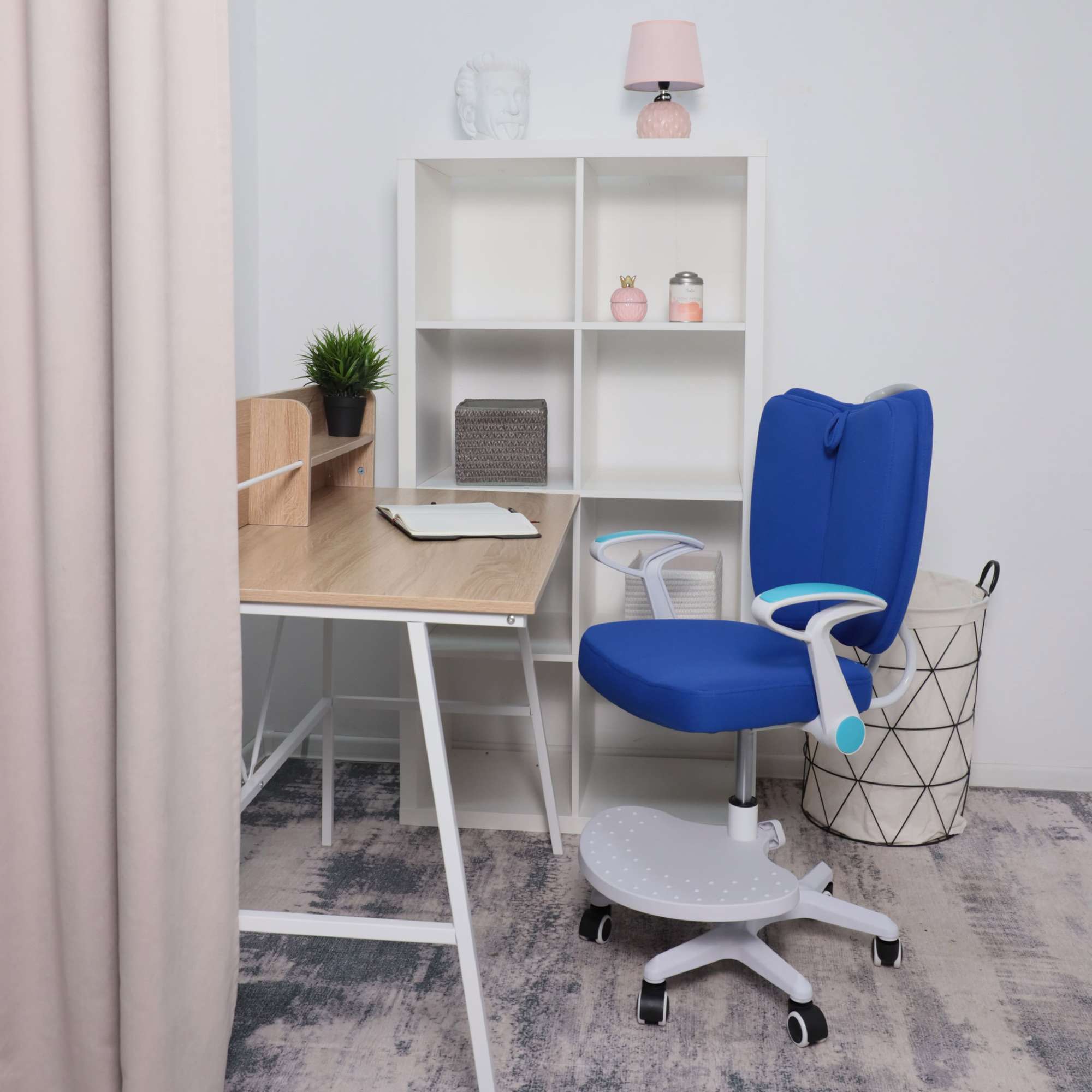 Кресло поворотное Pegas, синий, ткань