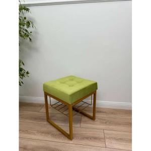 Банкетка Марсей 40-44 с полкой (салатовый/золото)