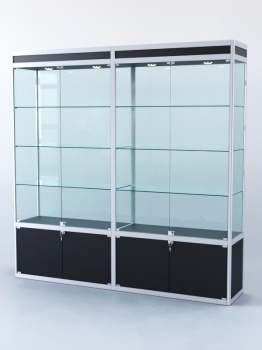 Витрина "ПРЯМОУГОЛЬНАЯ" №1-2м-400-2 (задняя стенка - стекло), Черный