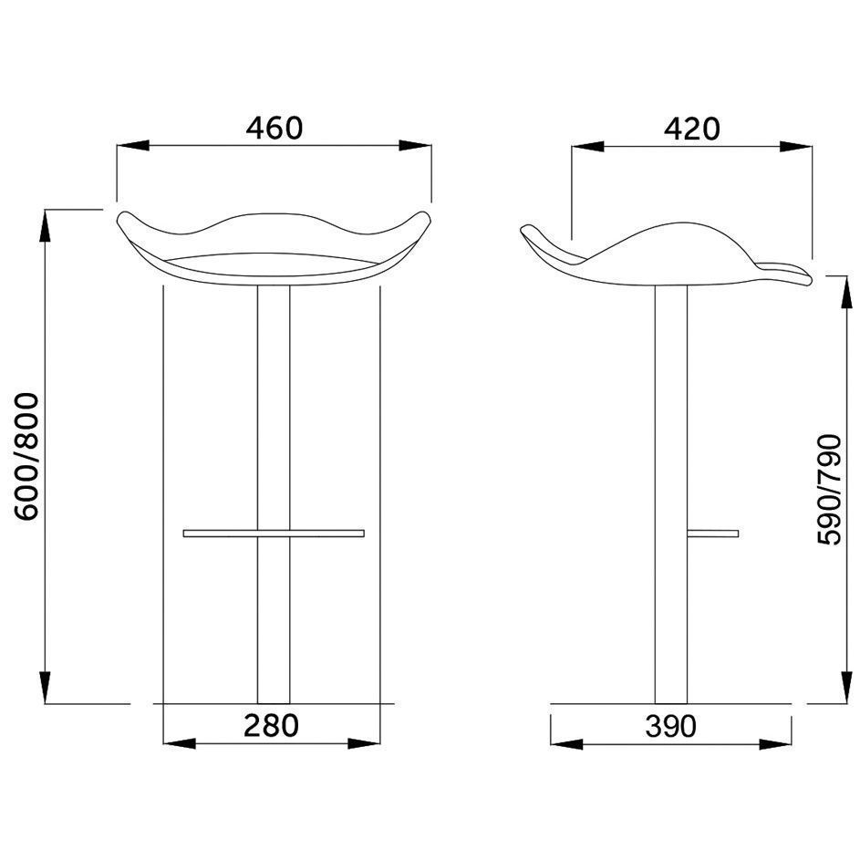 Стул барный Cuba, черный, экокожа, цвет каркаса хром
