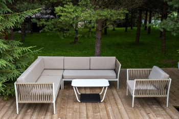 "Касабланка" модульная лаунж-зона из роупа (веревки), каркас из алюминияцвет серо-коричневый